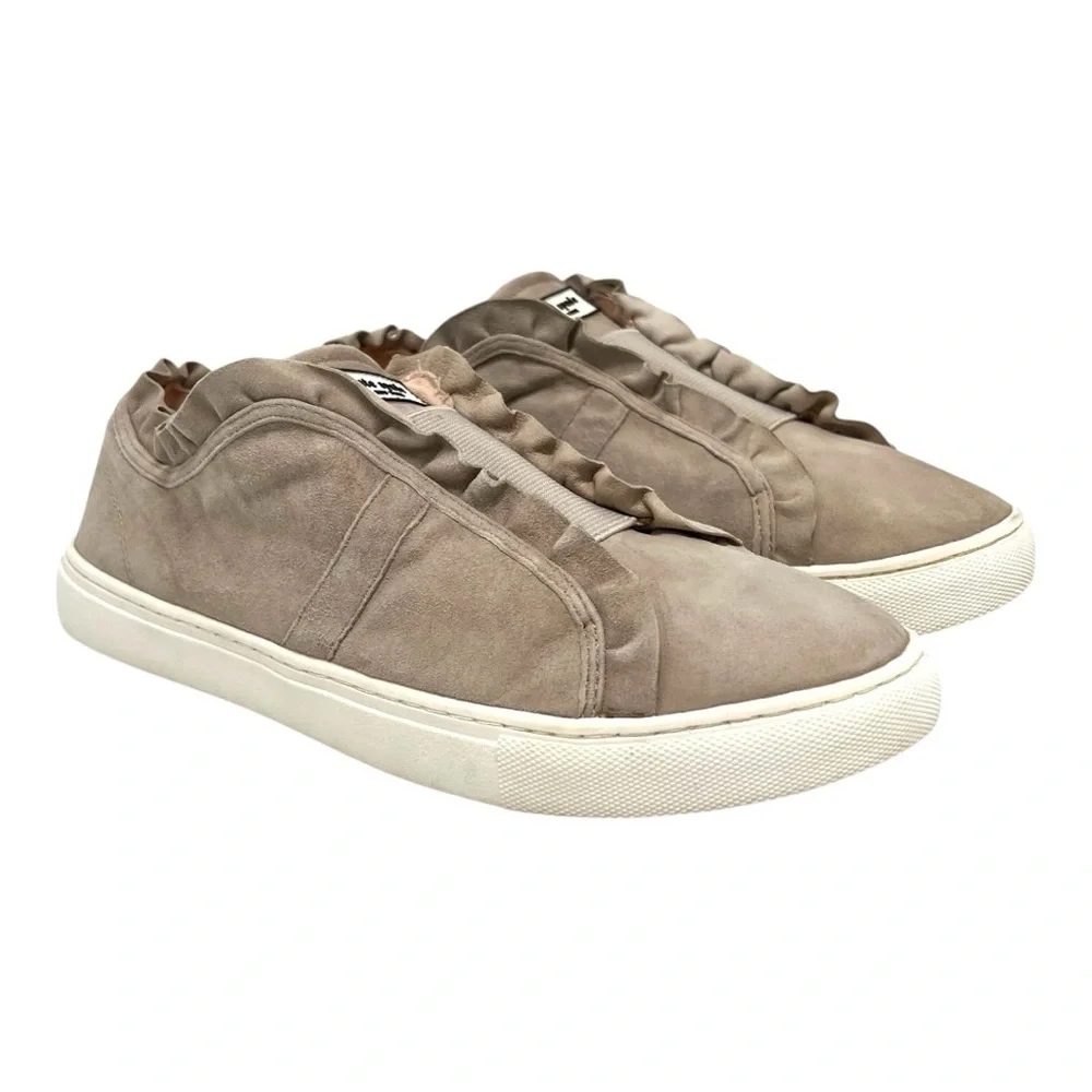 Kate Spade New York Lance Ruffle Trim Gray Taupe Slip On Sneakers Women’s 7